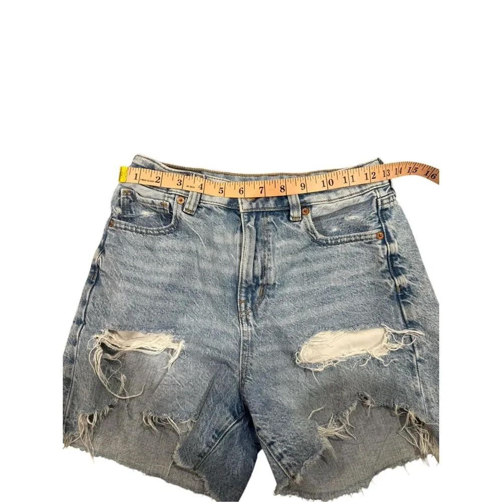 American Eagle Baggy Mom Shorts Denim Destroyed Sz 00